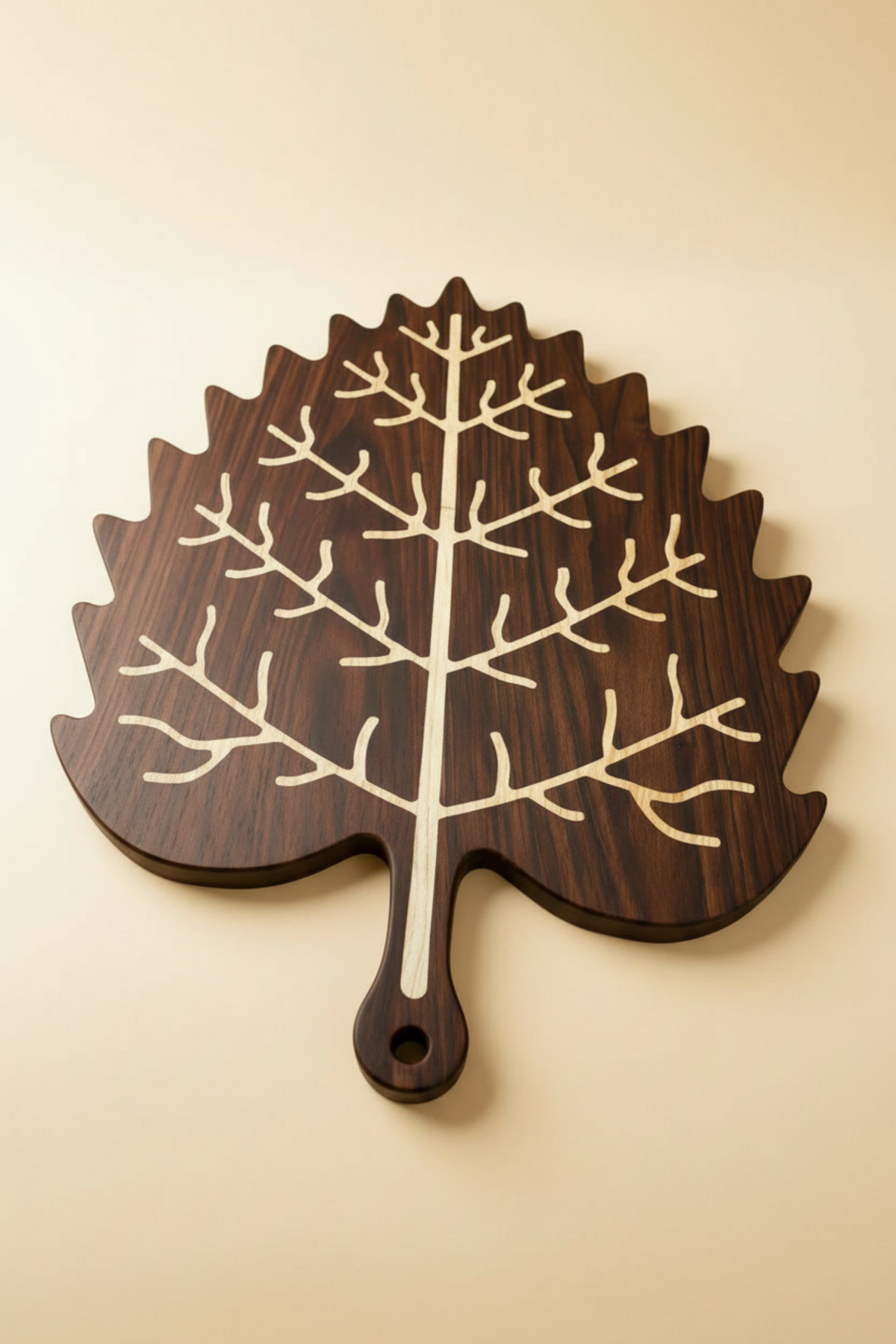 Leaf Design Walnut Wood Cutting & Serving Board
