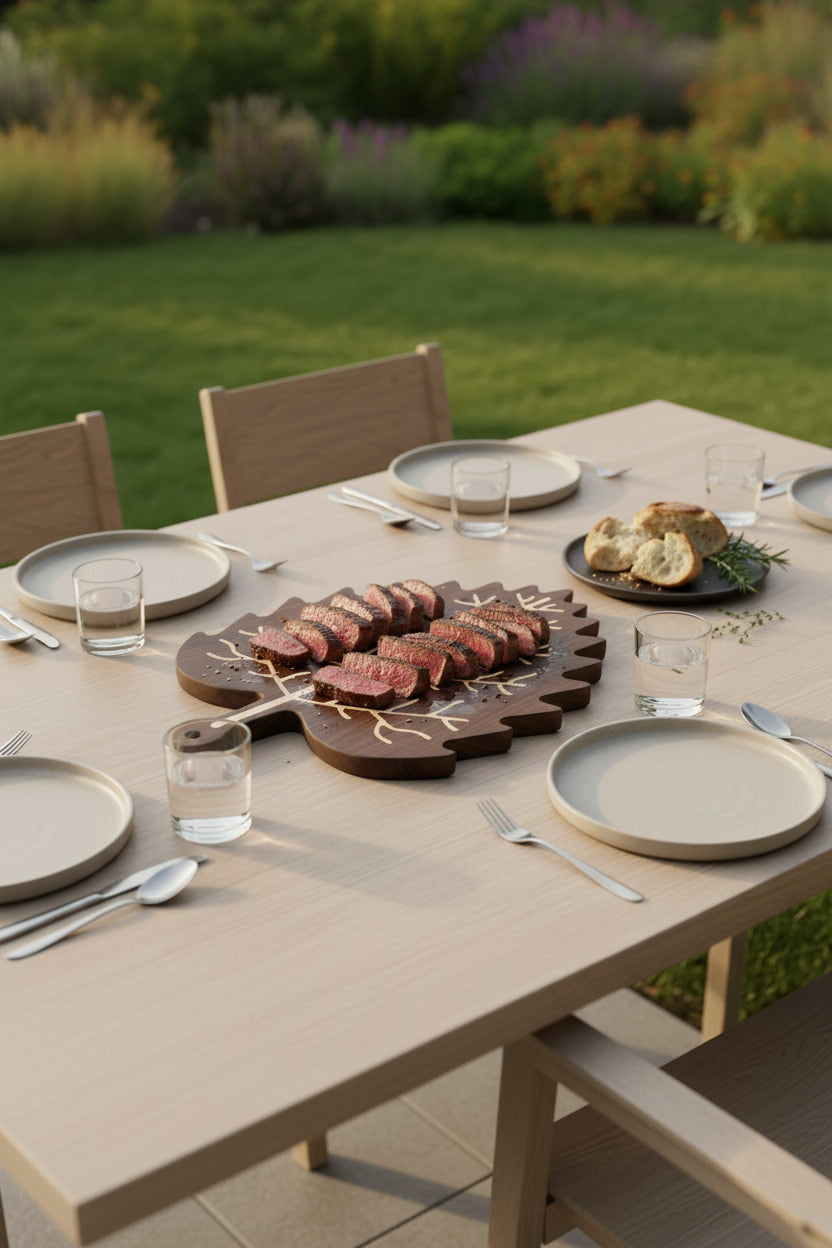 Leaf Design Walnut Wood Cutting & Serving Board