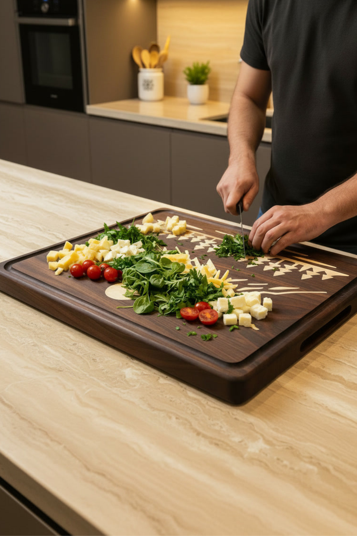 Mountain and Forest Design Walnut Wood Cutting & Serving Board