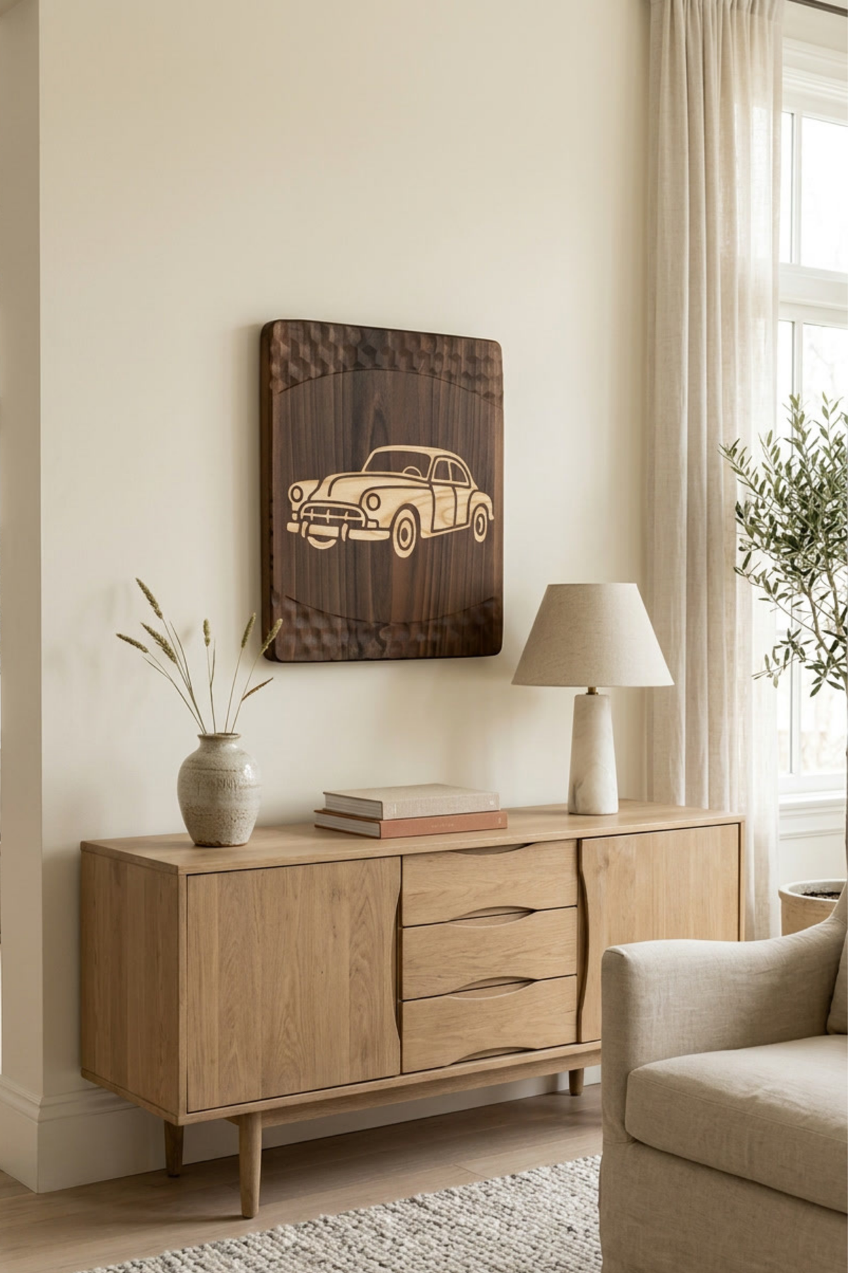 Wooden Car Wall Art - Retro European