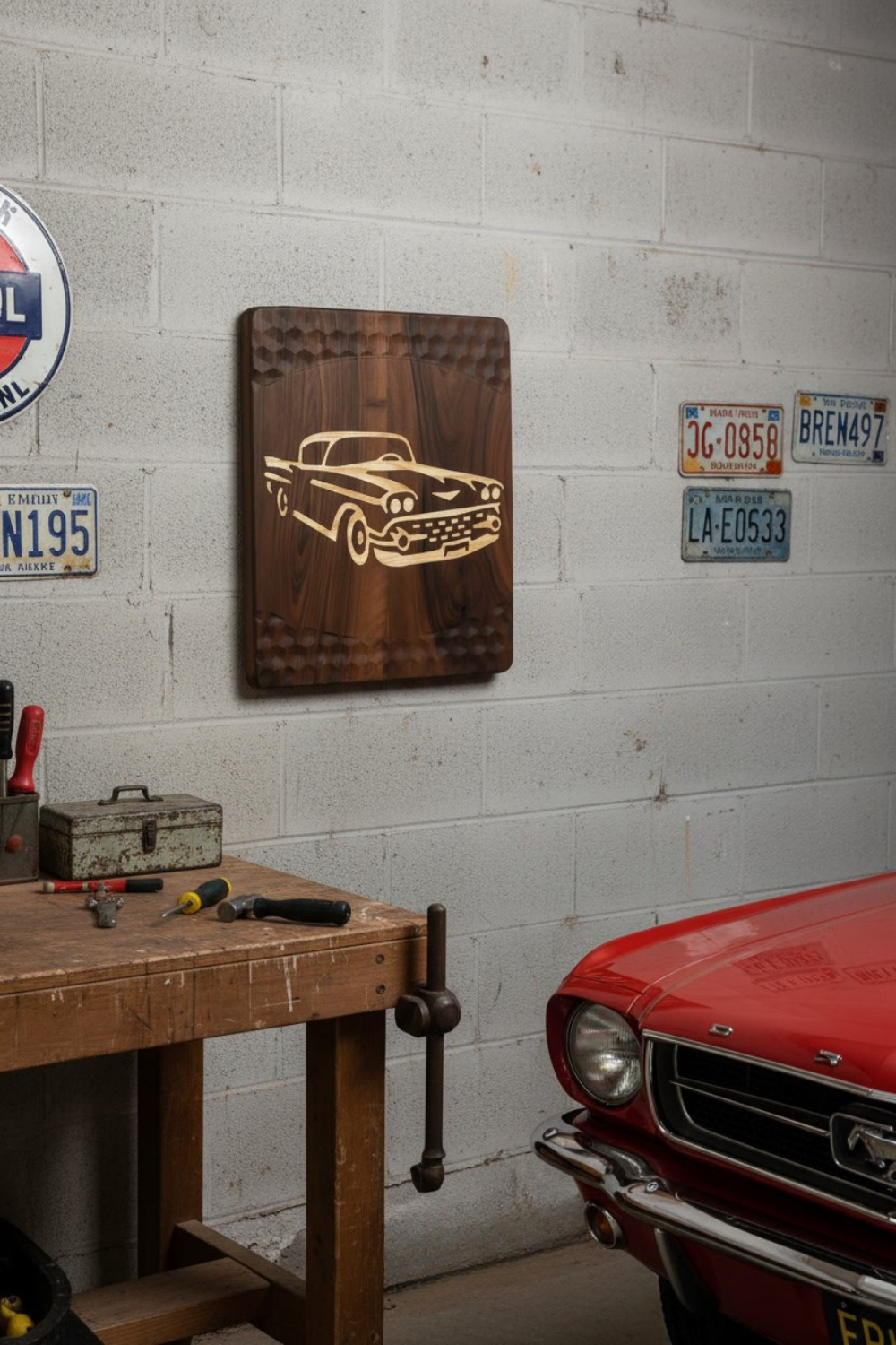 Wooden Car Wall Art - Vintage American