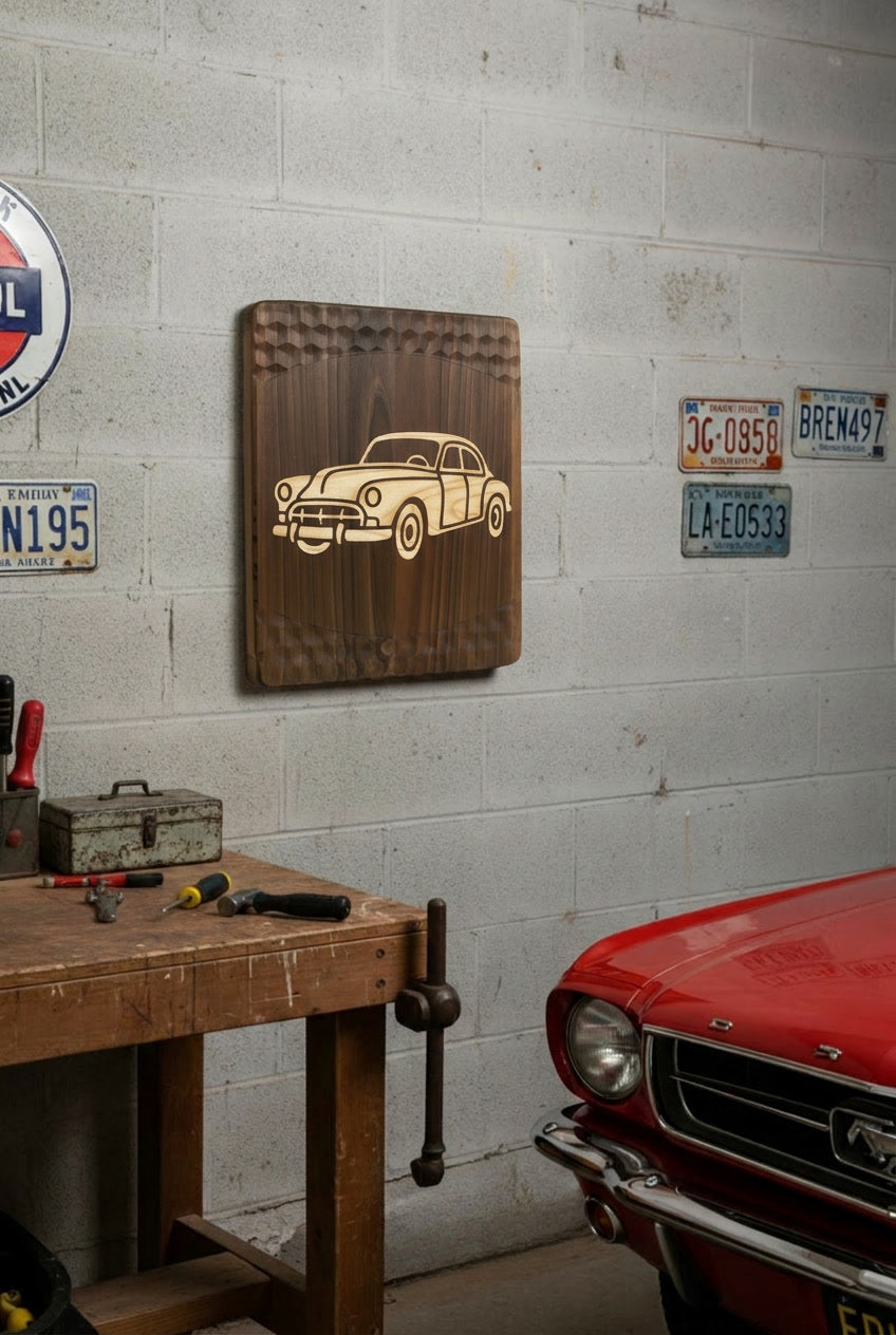 Wooden Car Wall Art - Retro European