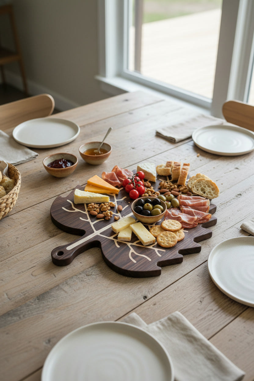 Leaf Design Walnut Wood Cutting & Serving Board
